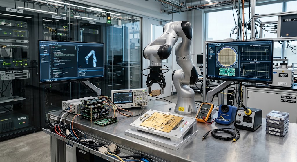A laboratory with technological items