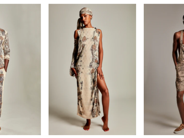 This is an image of three models dressed in designer Naked Ape's latest collection Urban Camo